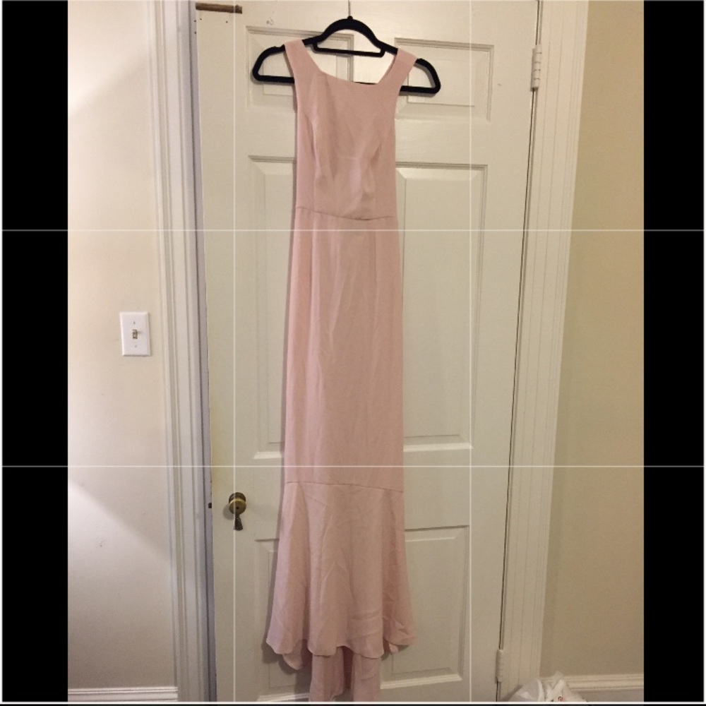 Long Light pink ASOS bridesmaid dress